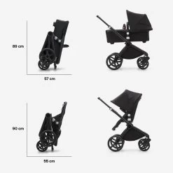 Bugaboo Fox Cub Complete -Baby Products Store Bugaboo Fox Cub bassinet seat stroller black chassis midnight black fabrics midnight black sun canopy x PV006108 08