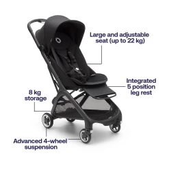Bugaboo Butterfly Complete -Baby Products Store PV005053 Bugaboo Butterfly black chassis midnight black fabrics midnight black sun canopy x PV005053 15